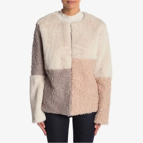 Sam Edelman Jackets & Blazers - Sam Edelman Sherpa Faux Fur Patchwork Teddy Coat